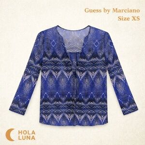 GUESS BY MARCIANO BLUE PATTERNED BLOUSE